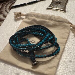 Victoria Emerson Blue Beaded Wrap Bracelet